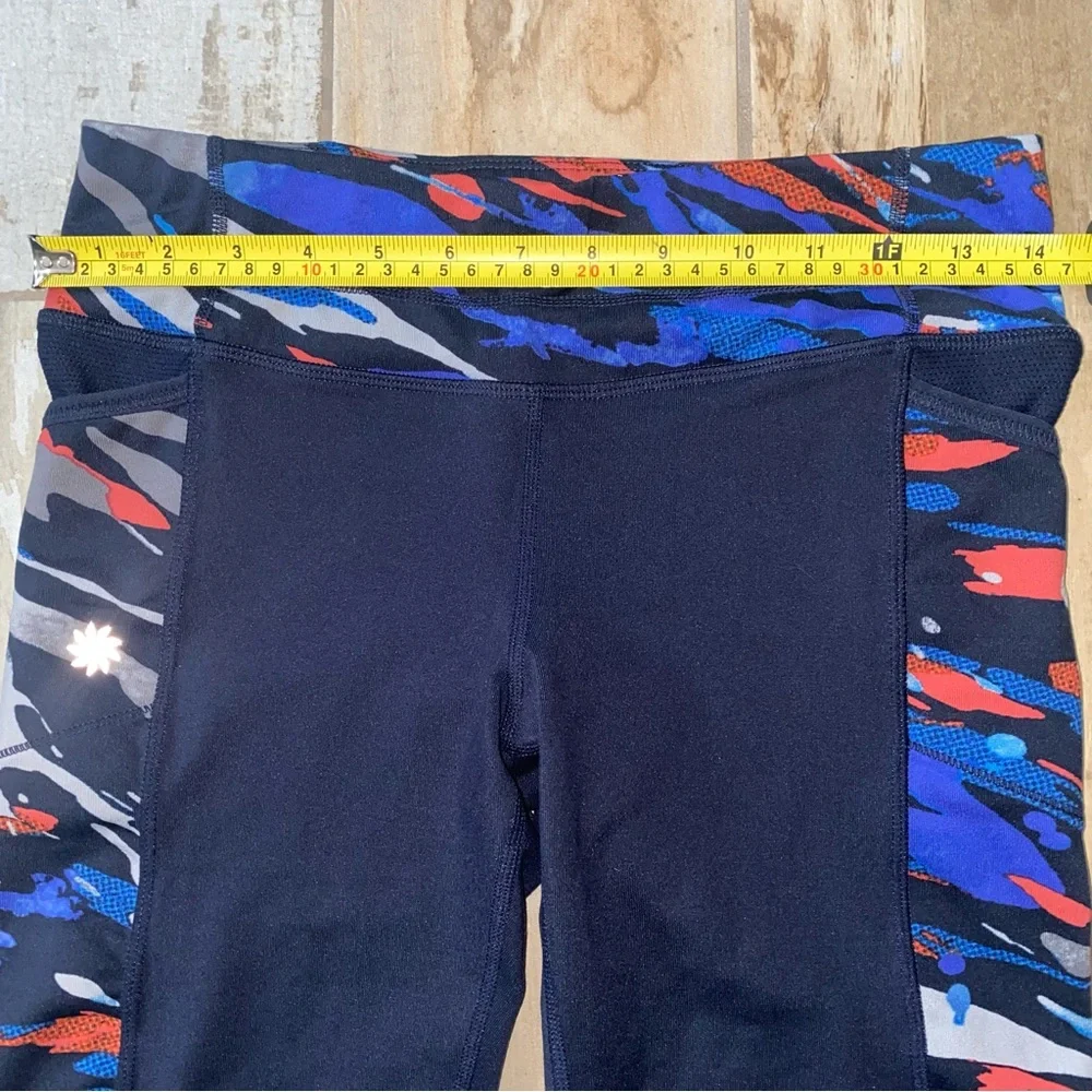 Athleta Leggings Yoga Pants Capri Womens Small Blue Spliced Fire Be Free Knicker - Picture 3 of 9